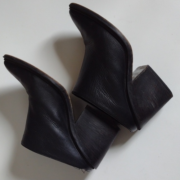 Helmut Lang Schist Leather Pointed Toe Mule Heel EU 37 Whimsigoth Goth - Picture 9 of 14